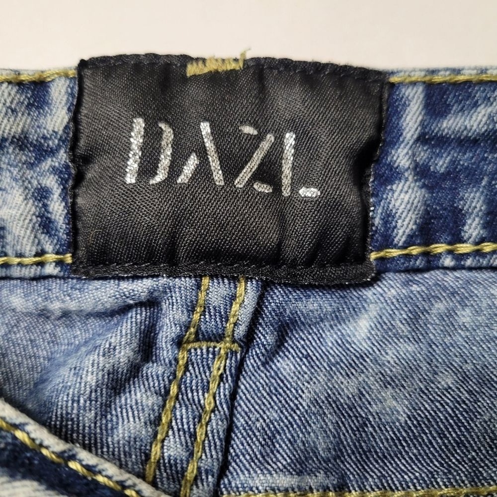 Dazl Two Toned Green Camouflage Distressed Front Acid Wash‎ Blue Denim Back 13 - Picture 3 of 8